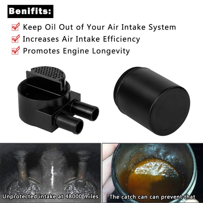 PQY Black Aluminum Alloy Reservior Oil Catch Can Tank with Silicone Radiator Hose Compatible with BMW N54 335i 135i E90 E92 E82 2006-2010 - Image 3